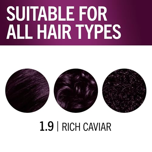 Schwarzkopf Keratin Permanent Hair Dye Cream, 1.9 Rich Caviar, Professional Quality Color for Up to 100% Gray Coverage, Bond Enforcing System (Pack of 2) קוויאר עשיר 2.03 Fl Oz (Pack of 2)