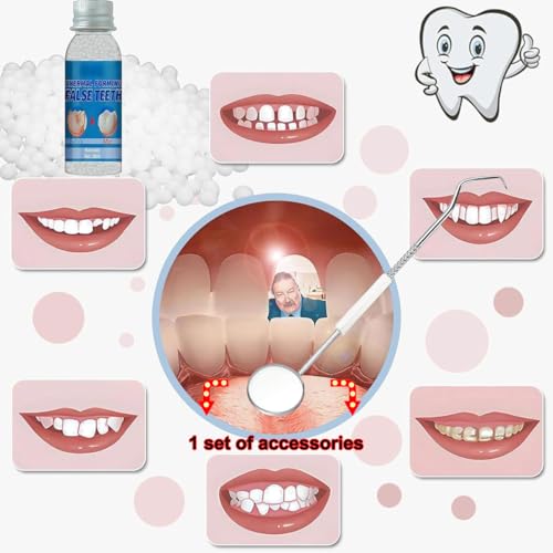 Tooth Provisional Teeth Kit, Provisional Fake Teeth Replacement Kit for Provisional Restoration of Missing & Broken Teeth Replacement Dentures, DIY Heat Fit Beads. 【30Ml -1 Bottle】 30ml -1 Bottle New