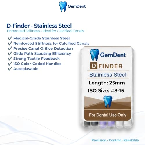 Stainless Steel D Finder, 25 mm, Size #08-15 Assorted, 1 Pack of 6 Files 25MM #08-15