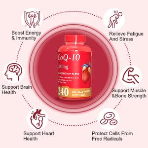 Dr.HR CoQ10 300mg Supplement Supports Heart Energy & Brain Health | Coenzyme Q10 as Ubiquinone Antioxidant Support for Women & Men Non-GMO,Gluten & Soy-Free 3rd Party Tested 240 Softgels 240 Count (Pack of 1)