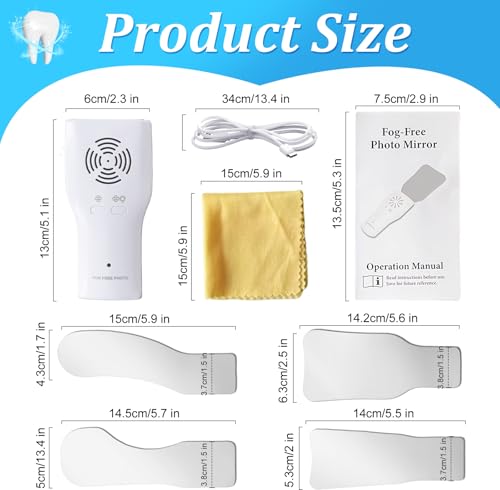 Anti-Fog Fan and LED Light Handle with Plated Glass Reflectors for Dental Photography, Oral Inspection and Dentistry