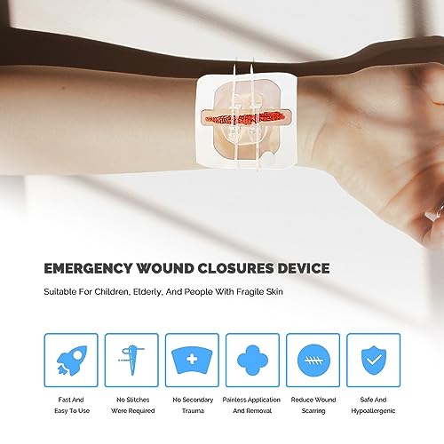 Emergency Wound Closure Strips - 2Pcs Zip Stitch Laceration Closure Kit Closures Repair Wounds Without Stitches - Butterfly Bandages for Wounds 2 Pcs Sets