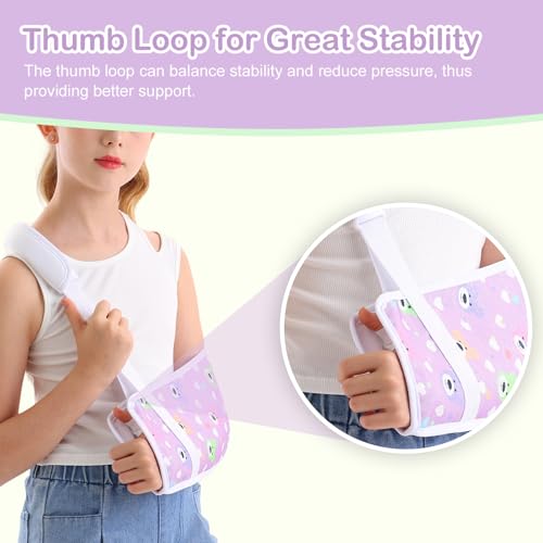 Cute Kids Arm Sling Shoulder Brace for Girls (Purple Bear, Large) Purple Bear