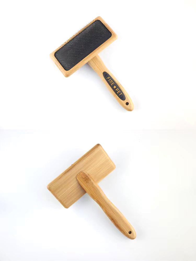 PROBUSINES-Pet Grooming Bamboo Comb Premium Carbonized Bamboo Drip Plastic Handle with Professional Stainless Steel Bent Needle Pins for Dogs and Cats Pet Bruch (large) - BeesActive Australia