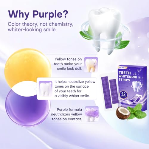 Purple Teeth Whitening Strips 42 Count, Removes Yellow Teeth Stains