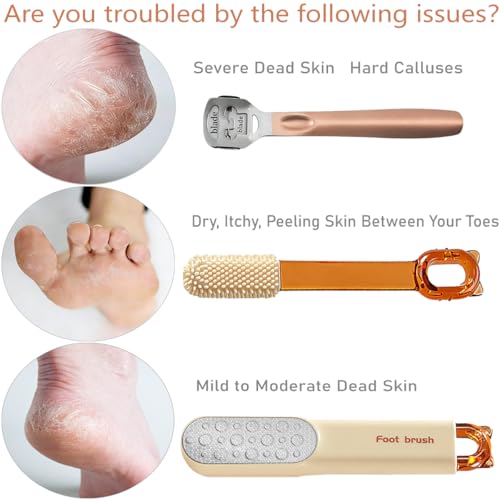 Dual-Sided Foot File-Callus Shaver with 21 Blades-Stainless Steel Foot Callus Remover & Foot Scrubber for Removing Calluses, Aged Keratin, Hard Dead Skin-Heel Scraper Pedicure Tool Kit