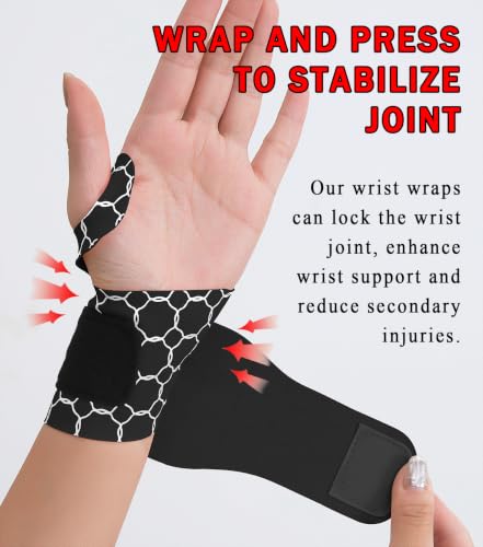 2pcs Soft Compression Wrist Brace for Right and Left Hands, Adjustable Wrist Support for Men & Women, Pain Relief for Carpal Tunnel Syndrome, Tendonitis, Arthritis, Sports, Workouts (Black) Black