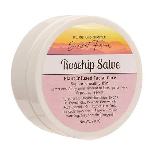 Rosehip Salve for Nourished Face & Skin | Organic, Non-GMO, Small-Batch Herbal Balm | Family Made in WV | 2 oz Jar