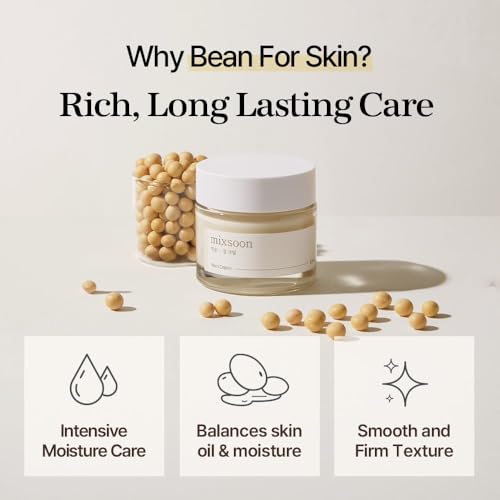 mixsoon Bean Cream-Deep Moisturizer Face Cream, Hydrating and Smoothing for Face, Fermented Soybean Extract, Lightweight Non-Sticky Finish 65ml / 2.19 fl.oz. Korean Glass Skin Care 2.19 Fl Oz (Pack of 1)