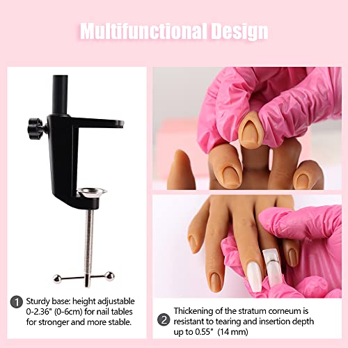 Nail Pratice Training Hand for Acrylic Nails with Stand Bracket,Soft Silicone Maniquin Hand, Flexible Bendable Nail Practice Fake Hand for Nails Art Practice Tool Left Hand 4#