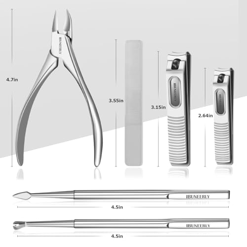 Manicure Set, Nail Cutters Set with Travel Leather Case, Silver