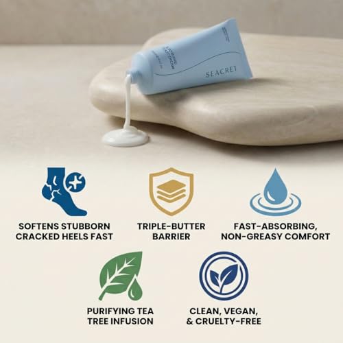 SEACRET Dead Sea Pedicure Set - At Home Foot Spa Kit for Cracked Heels & Dry Feet - 4-Piece Pedi Kit with Full-Size Foot Cream, Cuticle Oil, Buffer & File - Spa Gift Set for Women