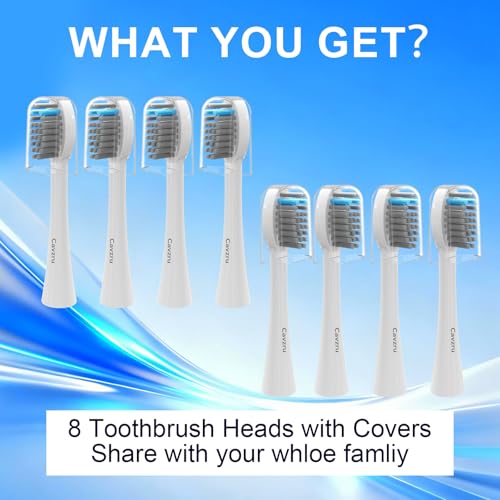 8 Pack Replacement Brush Heads for Waterpik Sonic-Fusion 2.0 (SF-03/SF-04) & Sonic-Fusion (SF-01/SF-02) Flossing Toothbrush - Individually Sealed with Hygienic Caps, White 1 Count (Pack of 8)