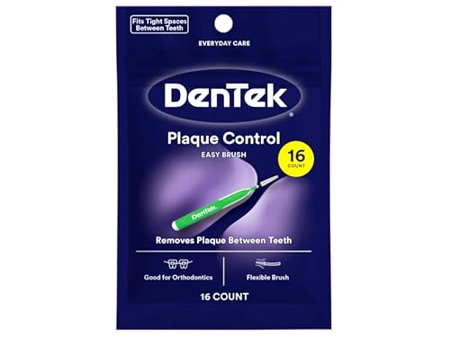 DenTek Easy Brush Interdental Cleaners, Extra Tight Between Teeth Brushes, Plaque Control, Dental Picks for Oral Care, Flexible Brush, 16 Count (Pack of 6) 16 Count (Pack of 6)