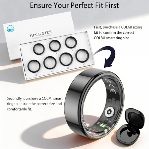 Smart Ring for Women, Health Tracker & 5ATM, COLMI R02. (Black, 9#)