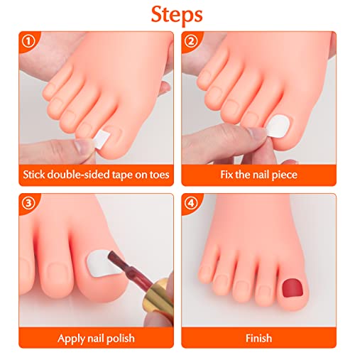 Krofaue 1 Pair Fake Foot Model, Flexible Soft Silicone Nail Practice 1 Pair Practice Fake Foot