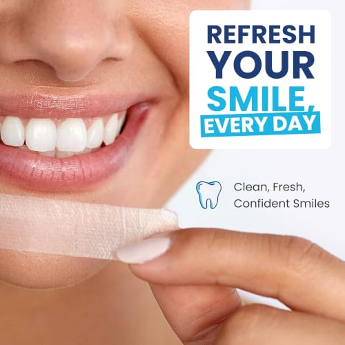 Pro White Teeth Whitening Strips - Peroxide Free Pap-X Formula, Fresh Mint Flavor, 14 Strips / 7 Treatments, Vegan Certified - Enamel Safe Teeth Whitening Strips for Brighter Smile - Pack of 1 1 Count (Pack of 14)