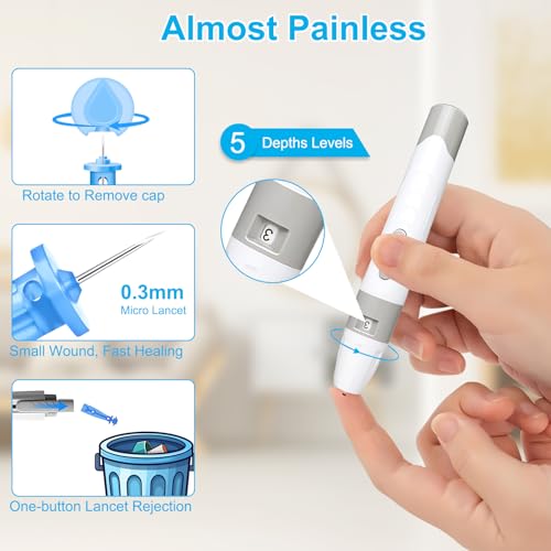 Blood Glucose Monitor Kit, Blood Sugar Testing kit with 50 Blood Sugar Test Strips, 50 Painless 33G Lancets, 1 Blood Glucose Meter, 1 Lancing Device, Medical Accuracy, 5-Second Results, No Coding & Auto Eject, Glucometer Kit for Diabetes Testing for Ho...