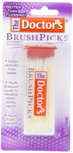The Doctor's BrushPicks Interdental Toothpicks, Soft Rubber Dental Picks for Teeth Cleaning, Removes Food Debris, Stimulates Gums, Helps Fight Gingivitis, 120 Count (Pack of 12) 120 Count (Pack of 12)
