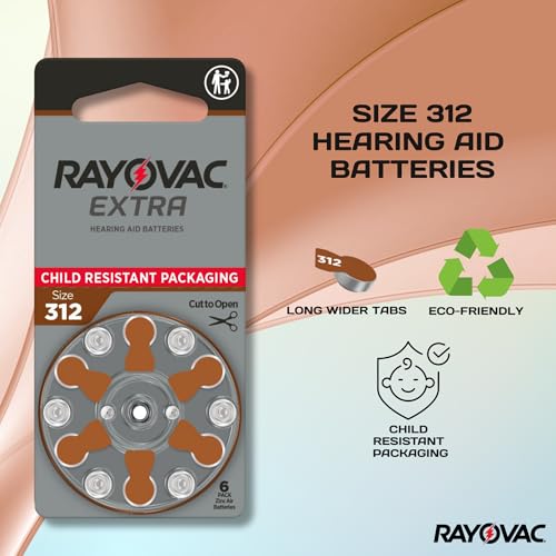 Rayovac Hearing Aid Battery, Size 312 (60 Batteries) 312 AU - Brown