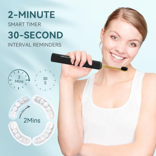 Sonic Electric Toothbrush with Bamboo Heads, Black
