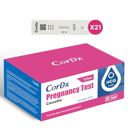 CorDx Early Detection Pregnancy Test Kit, Urine Tests for Easy At Home hCG Level Testing, Tester for Pregnant Women, Clear, Fast and Reliable Result with Over 99% Accuracy, 21 Pack Cassettes 1 Count (Pack of 21)