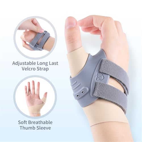 CMC Thumb Brace with Thumb Sleeve for Tendonitis Gray Small Right Grey-Right