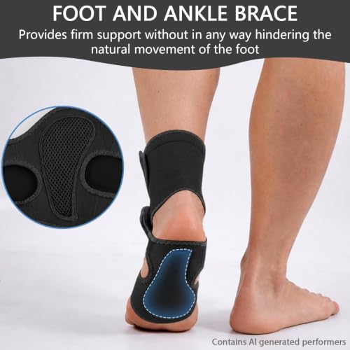 Adjustable Drop Foot Brace for Walking Provide Support(Black Left)