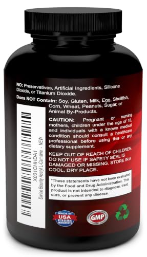 Divine Bounty Acetyl L-Carnitine 1200mg, L Carnitine Supplement, 120 Caps 1