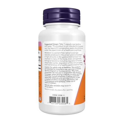 NOW Supplements, Maximum Strength Melatonin 20 mg, 90 Veg Caps 90 Count (Pack of 1)