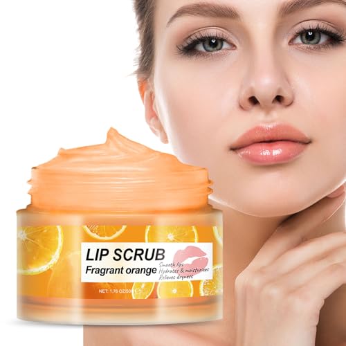 Lip Scrub Fragrant Orange - Lip Scrub Enriched with Jojoba Oil Peg-8 Esters and Collagen for Exfoliating and Moisturizing Lip,Restore the Health of Lips,Smooth and Soft