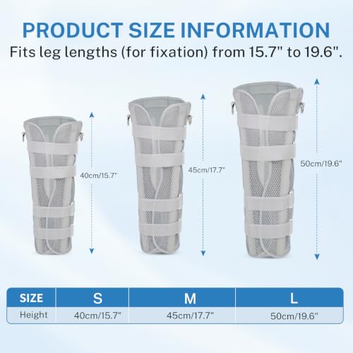 3-Panel Knee Immobilizer Brace - Post-Op Leg Stabilizer for Pre-and Postoperative Injuries, Ligament Tears, and Fractures - Straight Leg Support with Anti-Slip Shoulder Strap