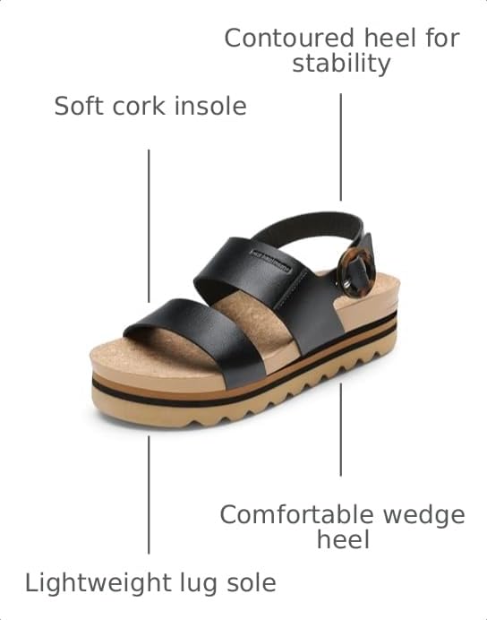 DREAM PAIRS Women's Platform Wedge Sandals with Arch Support 9 Black