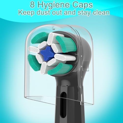 Replacement Heads Compatible with Oral B iO Electric Toothbrush, Soft Toothbrush Heads Fit for Oral-B iO 2/3/4/5/6/7/8/9/10 Series with Covers, Black 8pcs 8 Count (Pack of 1)