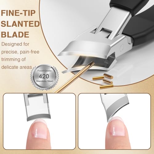 Upgrade Large Toenail Clippers for Thick Nails for Seniors Long Handle, Ultra Sharp Precision Nail Clippers for Men, Curved Wide Jaw Opening Fingernail Clippers with Catcher Nail Cutter for Women Classic