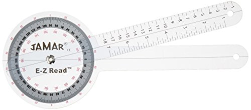 Jamar EZ Read 12.5" (32cm) Goniometer, Easy to Read Manual Range of Motion Measure Tool, Accurate Angle Measuring Device, Transparent Protractor Instrument, Inch & Centimeter Linear Measurement 12-1/2" (32cm)