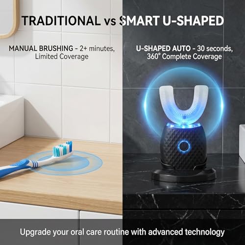 U Shaped Electric Toothbrush for Adults Daily Oral Care Deep Black