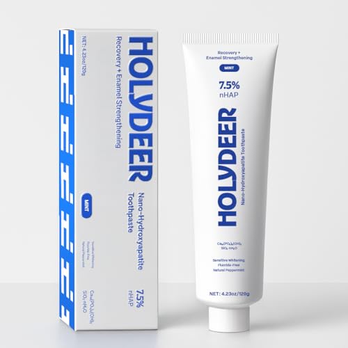 Nano-Hydroxyapatite Toothpaste, Mint, 7.5% nHAP, Fluoride-Free, Sensitive Whitening, Enamel Strengthening, 4.23 oz 3PK Blue 4.23 Ounce (Pack of 3)