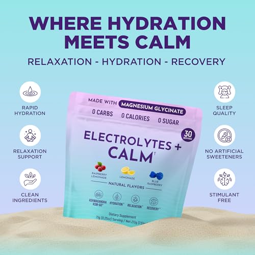 Keto Vitals Calm Magnesium Powder Packets Plus Electrolytes - 30 Servings 1 Count (Pack of 30) Calm + Electrolytes