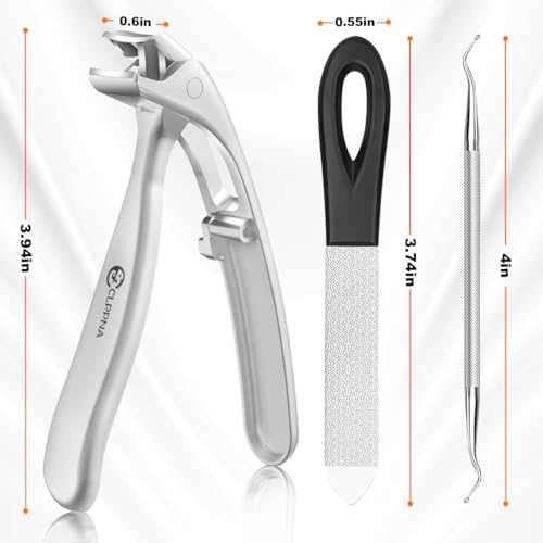 Toenail Clippers for Seniors, 2026 Upgrade Angled Head Nail Clippers for Men with Catcher, CLPPNA Ergonomic Toenails Clipper for Thick Toenails Long Handle, Sharp Wide Jaw Fingernail Clippers Adult 3PCS(2025 Angled Sliver ）