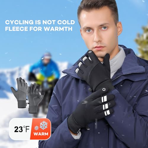 Winter Warm Gloves for Men Women - Windproof and Waterproof Thermal with Touchscreen Fingers for Cold Weather Outdoor Work, Cycling, Biking, Driving, Hiking, Running Black Large