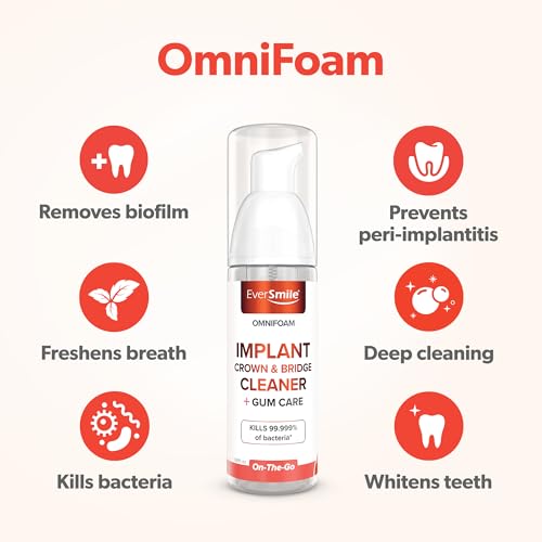 Eversmile OmniFoam Dental Cleaner – Cleaning Foam for Implants, Crowns, and Bridges – Pack of 2, 50ml Bottle 1.69 Fl Oz ( Pack of 2)