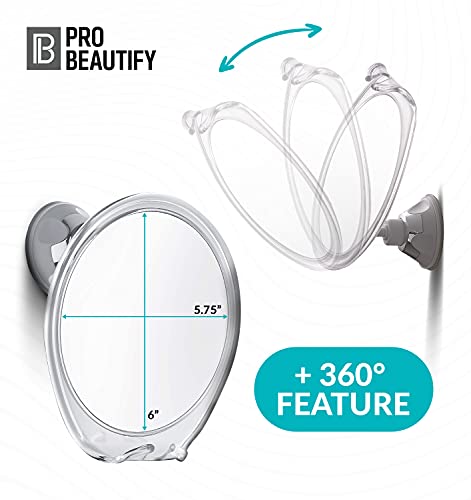 Fogless Shower Mirror for Shaving - Strong Suction, Razor Holder & 360 Degree Rotation Shower Shaving Mirror - Fog Free Mirror for Shower & Shaving Mirror - Men & Women 1x Shower Mirror - Clear