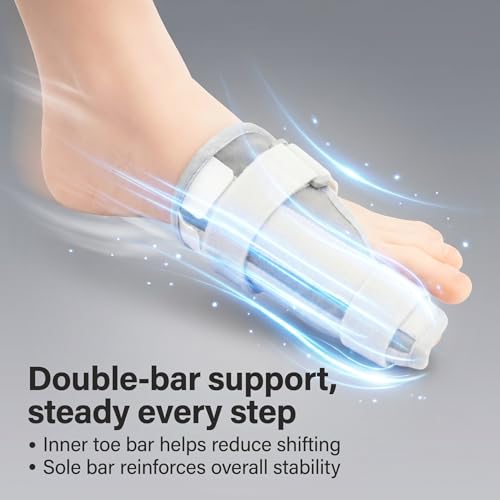 Toe Splint for Broken Toe, Big Toe Brace with 2 Adjustable Aluminum Plates, Breathable Fixation Protector for Men & Women, Turf Toe Support, Lightweight Immobilizer for Indoor & Outdoor Use (Left)