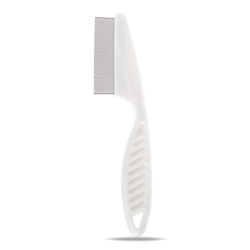 1 Piece Metal Hair Nit Comb With Long Handle Remove Head Nits Fine Metal Tooth Nit Comb For Adults Kids And Pets (White) White - BeesActive Australia