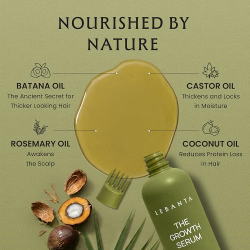 Lebanta Batana Oil For Hair - 100% Pure, Raw & Natural Blend With Organic Castor, Pumpkin Seed, Coconut and Rosemary Oil - Thicker, Stronger Looking Hair For Men & Women Scalp - 4 FL OZ 4 Fl Oz (Pack of 1)