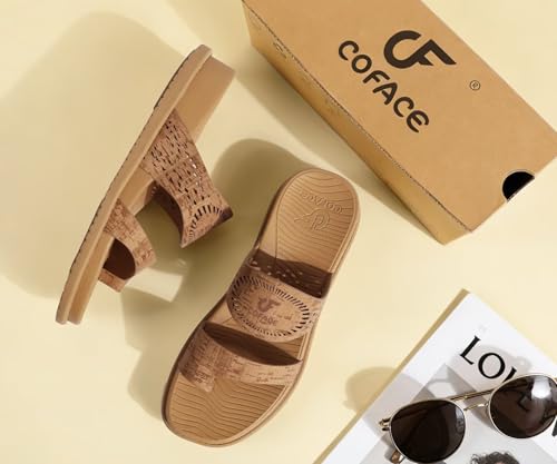 COFACE Womens Orthotic Cushion Sandals Comfort Arch Support Walking Slides 9 Khaki（choose a Larger Size）