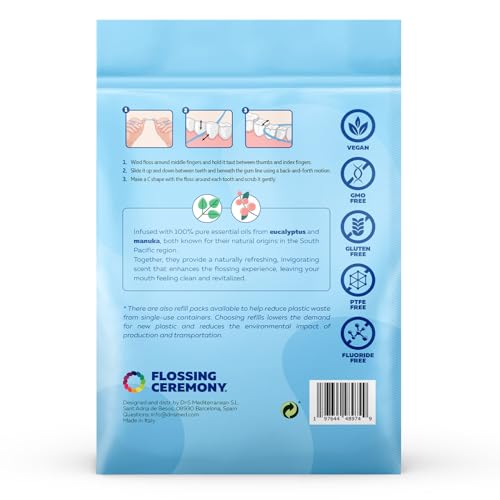 | Expanding Woven Dental Floss | Smart-Weave Floss | Vegan | Natural | Non-Toxic & PFAS Free | Eucalyptus & Manuka | Hilo Dental para Dientes | 55 Yards x 6 Units 165 Foot (Pack of 6)