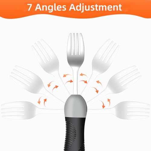 Weighted Utensils for Tremors & Parkinson's, Adaptive Eating Aids (Black) Black