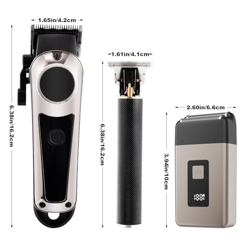 3in1 Hair Clippers Set for Men,Hair Clipper Trimmer with LED Display,Professional Cordless Hair Clipper Shaver Beard Trimmer, Hair Cutting Machine,Fathers Day Gift for Dad Men Husband Black